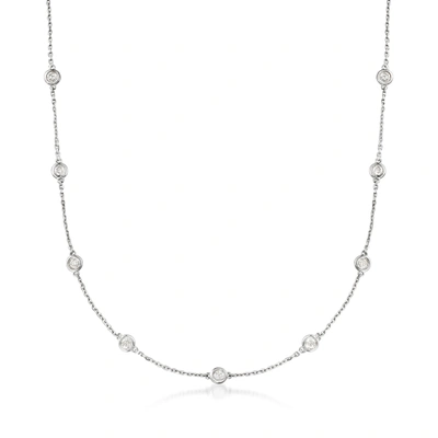 Ross-simons 0.50- Bezel-set Diamond Station Necklace In Sterling Silver In White