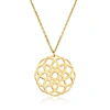 Rs Pure Ross-simons Italian 14kt Yellow Gold Geometric Flower Openwork Medallion Necklace In White