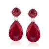 Ross-simons Opaque Ruby Drop Earrings In Sterling Silver In Red