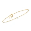 Rs Pure Ross-simons Diamond-accented Station Bracelet In 14kt Yellow Gold In White