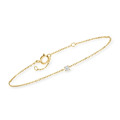 Rs Pure Ross-simons Diamond-accented Station Bracelet In 14kt Yellow Gold In White