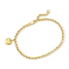 Ross-simons Italian 18kt Yellow Gold Heart Charm Bracelet In Gold