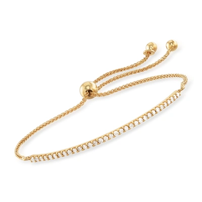 Ross-simons Diamond Curved Bar Bolo Bracelet In 18kt Gold Over Sterling In White