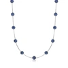 Ross-simons 6-6.5mm Black Cultured Pearl Station Necklace In Sterling Silver In Black