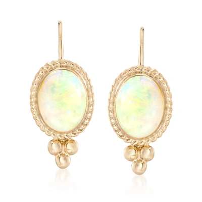 Ross-simons Australian Opal Roped Frame Earrings In 14kt Yellow Gold