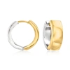 Ross-simons Sterling Silver And 14kt Yellow Gold Reversible Huggie Hoop Earrings In Silver