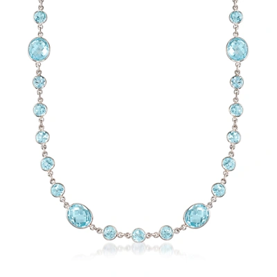Ross-simons Bezel-set Blue Topaz Necklace In Sterling Silver In Multi