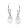 Ross-simons Floating Opal Drop Earrings In 14kt White Gold In Silver