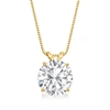Ross-simons Cz Solitaire Necklace In 14kt Yellow Gold In White