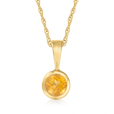 Rs Pure Ross-simons Citrine Pendant Necklace In 14kt Yellow Gold. 16 Inches