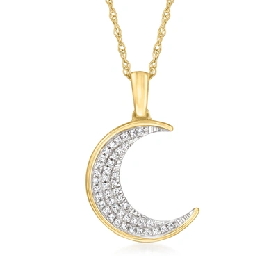 Canaria Fine Jewelry Canaria Diamond-accented Moon Pendant Necklace In 10kt Yellow Gold In White