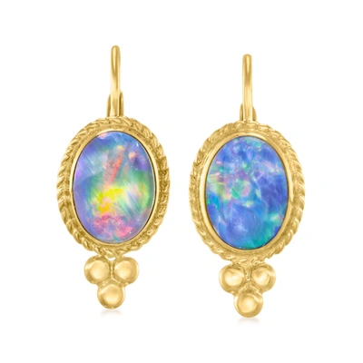 Ross-simons Blue Opal Triplet Drop Earrings In 14kt Yellow Gold In Multi
