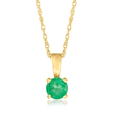 Rs Pure Ross-simons Emerald Pendant Necklace In 14kt Yellow Gold. 16 Inches In Green