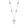 Ross-simons Diamond Openwork Cross Pendant Necklace In Sterling Silver In Silver