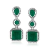 Ross-simons Emerald Drop Earrings In Sterling Silver In Green