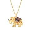 Ross-simons Multicolored Sapphire Elephant Pendant Necklace In 18kt Gold Over Sterling In Gold
