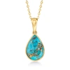 CANARIA FINE JEWELRY CANARIA TURQUOISE PENDANT NECKLACE IN 10KT YELLOW GOLD