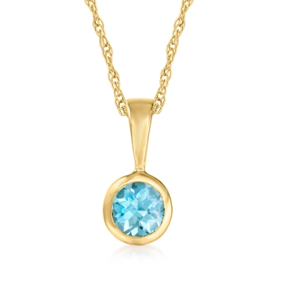 Rs Pure Ross-simons Swiss Blue Topaz Pendant Necklace In 14kt Yellow Gold. 16 Inches