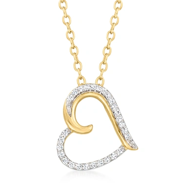 Canaria Fine Jewelry Canaria Diamond-accented Heart Pendant Necklace In 10kt Yellow Gold In Silver