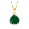 ROSS-SIMONS CARVED EMERALD PENDANT NECKLACE WITH . WHITE ZIRCON IN 18KT GOLD OVER STERLING