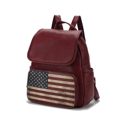 Mkf Collection By Mia K Regina Printed Flag Vegan Leather Women's Backpack In Red