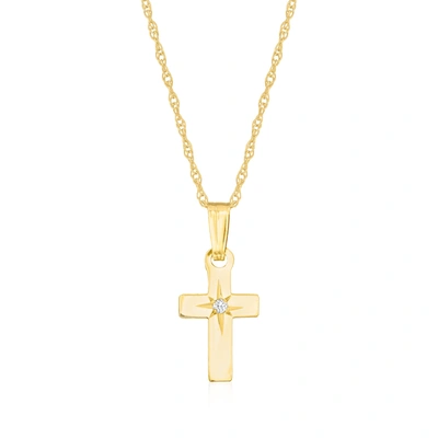 Ross-simons Baby's 14kt Yellow Gold Cross Pendant Necklace With Diamond Accent