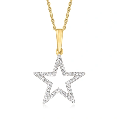 Canaria Fine Jewelry Canaria Diamond-accented Star Pendant Necklace In 10kt Yellow Gold In White