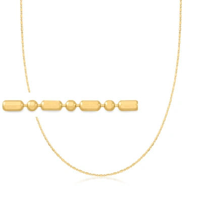 Rs Pure Ross-simons 14kt Yellow Gold Dot-dash Bead-chain Necklace In White