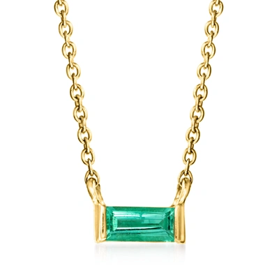 Rs Pure Ross-simons Emerald Necklace In 14kt Yellow Gold. 16 Inches In Green