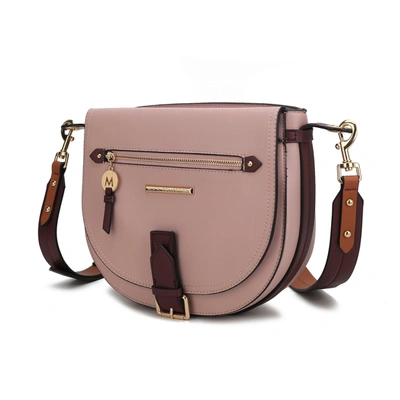 Mkf Collection By Mia K Drew Vegan Leather Color Block Women's Shoulder Handbag In Pink