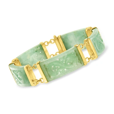 Ross-simons Jade Dragon Bracelet With 18kt Gold Over Sterling In Multi