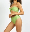Nirvanic Nahla High-waisted Bikini Bottom In Shine Kiwi In Green