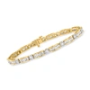 Ross-simons Diamond Paper Clip Link Bangle Bracelet In 18kt Gold Over Sterling In Silver