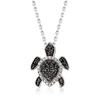 Ross-simons Black And White Diamond Turtle Pendant Necklace In Sterling Silver In Silver