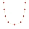 Ross-simons Ruby Bead Station Necklace In 14kt Yellow Gold In Pink
