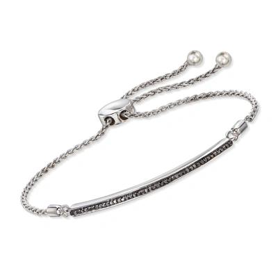 Ross-simons Black Diamond Bar Bolo Bracelet In Sterling Silver
