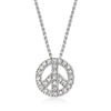 Ross-simons Diamond Peace Sign Pendant Necklace In 14kt White Gold In Silver