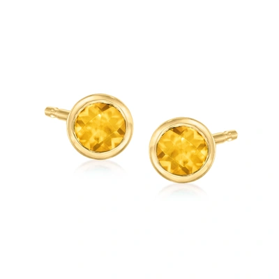Rs Pure Ross-simons Citrine Stud Earrings In 14kt Yellow Gold In Orange