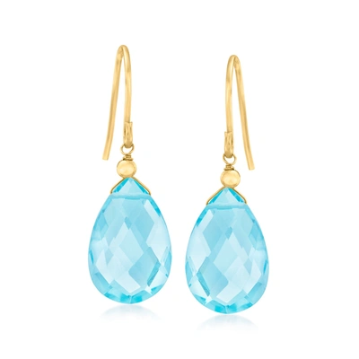 Canaria Fine Jewelry Canaria Sky Blue Topaz Drop Earrings In 10kt Yellow Gold