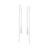 Ross-simons Bezel- Set Diamond Threader Earrings In Sterling Silver In Silver