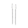 Ross-simons Diamond Linear Drop Earrings In Sterling Silver In Silver