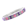 ROSS-SIMONS PURPLE AND MULTICOLORED ENAMEL FLORAL BANGLE BRACELET IN STERLING SILVER