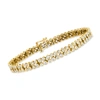 Ross-simons 3.00- Bezel-set Diamond 2-row Tennis Bracelet In 14kt Yellow Gold In Silver