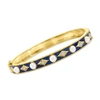 Ross-simons 4.5-5mm Cultured Pearl Bangle Bracelet With Diamond Accents And Blue Enamel In 18kt Gold Over Sterli In Blue