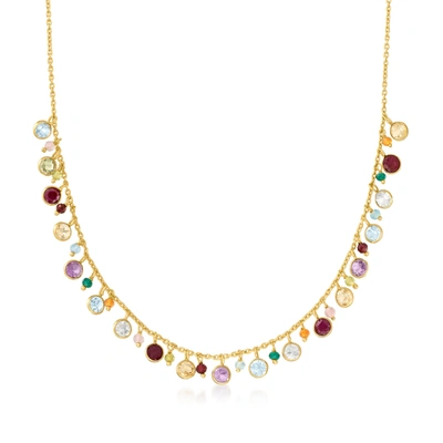 Ross-simons Multi-gemstone Necklace In 18kt Gold Over Sterling