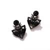 Sohi Black Color Gold Plated Designer Stone Stud For Women's In Black