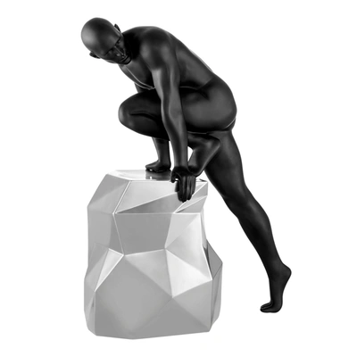 Finesse Decor Sensuality Man Sculpture // Matte Black And Chrome