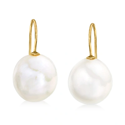 Ross-simons 11-12mm Cultured Baroque Pearl Drop Earrings In 14kt Yellow Gold In White