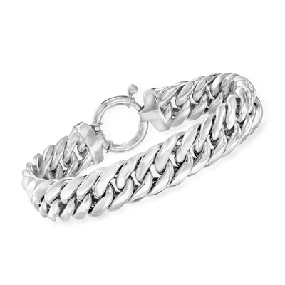 Ross-simons Sterling Silver Cuban Style Link Bracelet In Purple