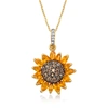 Ross-simons Citrine And . Smoky And White Quartz Sunflower Pendant Necklace In 18kt Gold Over Sterling In White